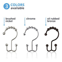 Load image into Gallery viewer, Maytex Metal Double Roller Glide Shower Curtain Ring/Hooks, Brushed Nickel, Set of 12
