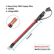 Load image into Gallery viewer, iMESTOU 10AWG SAE Cables 2 Pin Quick Disconnect Plug to O Ring Terminal Harness 1 Feet Extension Charge Cables SAE Connectors for 12V/24V Motorcycle, ATV, Lawn Mower, Truck(2)