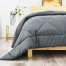 Load image into Gallery viewer, GrLeaf All-Season Quilted Down Alternative Dark Grey Comforter for Queen Size Bed - Fluffy Breathable Duvet Insert Soft Bedding - Hypoallergenic Warm Reversible Comforter with Corner Tabs,88×88 inches