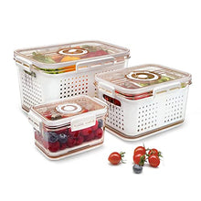 Load image into Gallery viewer, OCOSOLO Vegetable Storage Containers for Fridge, Produce Saver Containers Refrigerator Organizer Bins,BPA-Free Plastic Produce Keepers with Lid & Colander for Fruits, Salad, Lettuce, Berry (3 Pack)