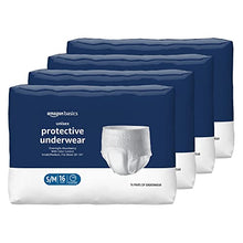 Load image into Gallery viewer, Amazon Basics Incontinence Underwear for Men and Women, Overnight Absorbency, Small/Medium, 64 Count, 4 Packs of 16 (Previously Solimo)