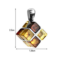 Load image into Gallery viewer, Ian and Valeri Co. Multicolor Amber Sterling Silver Cubical Pendant Necklace Chain 18"