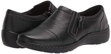 Load image into Gallery viewer, Clarks womens Cora Giny Loafer Flat, Black Tumbled/Smooth Leather, 9 US