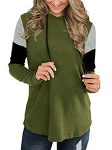 Load image into Gallery viewer, Women Long Sleeve Patchwork Sweatshirt Color Block Drawstring Pullover Tunic Tops Yellow Large