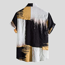 Load image into Gallery viewer, ZHUER Men's Cotton Linen Shirts Short Sleeve Summer Floral Button Down Hawaiian Shirt Relaxed-Fit Vintage Casual Beach Tops, Large B Yellow