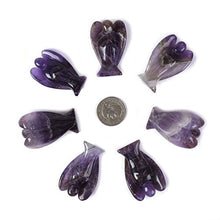 Load image into Gallery viewer, Carved Amethyst Gemstone Peace Angel Pocket Guardian AngelHealing Statue 2 inch