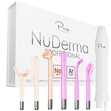 Load image into Gallery viewer, NuDerma Professional Skin Therapy Wand - Portable Handheld High Frequency Skin Therapy Machine with 6 Neon & Argon Wands - Acne Treatment - Skin Tightening - Wrinkle Reducing – Facial Skin Lifter