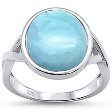 Load image into Gallery viewer, Oxford Diamond Co Sterling Silver Natural Larimar Oval Ring Sizes 5