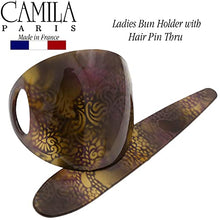 Load image into Gallery viewer, Camila Paris CP3242 French Hair Bun Holder Cover Cap Hair Updo, Brown, Hair Pin Thru, Strong Hold Grip Hair Clips for Women, No Slip and Durable Styling Girls Hair Accessories, Made in France