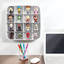 Load image into Gallery viewer, mDesign Plastic Wall Mount Display Organizer Holder - 16 Compartments - Protect, Store and Show Off Small Collectibles, Figurines, Shot Glasses, Nail Polish Colors, Spices - White