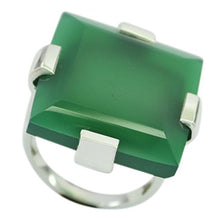 Load image into Gallery viewer, CaratYogi Green Onyx Emerald Cut Gemstone Ring 925 Sterling Silver Chakra Healing Fashionable and Stylish Handmade Rings for Men and Women Size N
