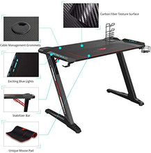 Load image into Gallery viewer, Gaming Desk, 44.5" Z Shaped Office PC Computer Gaming Desk Gamer Tables Pro with LED Lights Controller Stand Cup Holder Headphone Hook Free Mousepad for Men Boyfriend Female Gift