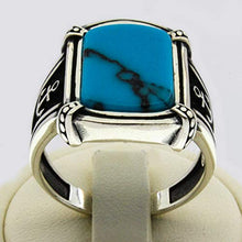 Load image into Gallery viewer, Solid 925 Sterling Silver Rings for Men Turkish Handmade Simulated Turquoise Anchor Luxury Design Premium Quality (9)