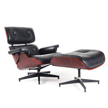 Load image into Gallery viewer, Mid Century Lounge Chair and Ottoman, Expanded Size Classic Modern Chair, Top Grain Leather Palisander Wood, Heavy Duty Base Support for Living Room, Study, Lounge, Office