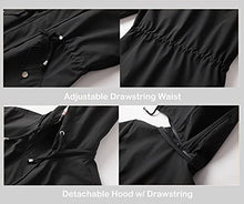 Load image into Gallery viewer, Polydeer Women's Lightweight Waterproof Raincoat Breathable Windbreaker Jacket Active Outdoor Hooded Trench Coats Long Poncho (Black,XS)
