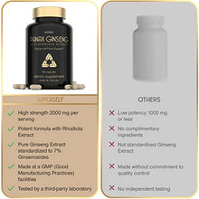 Load image into Gallery viewer, Panax Ginseng and Rhodiola Rosea 2000mg - Korean Ginseng High Strength 60 Capsules - Herbal Supplement for Men & Women - Energy Complex with Ginseng Root Extract Standardized 7% Ginsenosides - US Made