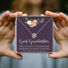 Load image into Gallery viewer, Dear Ava Great Grandmother Gift Necklace: Great Grandma to Be, Generations, Gift Idea, Tree (Silver-Plated-Brass, NA)