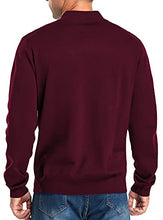 Load image into Gallery viewer, NITAGUT Mens Slim Fit Quarter Zip Mock Neck Polo Sweater Casual Long Sleeve Sweater and Turtleneck Pullover Wind Red, Medium