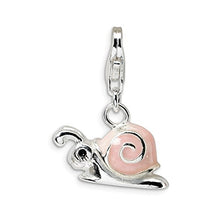 Load image into Gallery viewer, 925 Sterling Silver Rh Enamel Pink Snail Lobster Clasp Pendant Charm Necklace Baby Fine Jewelry For Women Gifts For Her