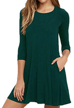 Load image into Gallery viewer, VIISHOW Loose Dress Pockets Casual Swing T-Shirt Dresses, Dark Green, Large