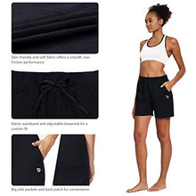 Load image into Gallery viewer, BALEAF Women's 5" Casual Jersey Cotton Shorts Lounge Yoga Pajama Walking Shorts with Pockets Activewear Black Size L
