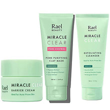 Load image into Gallery viewer, Rael Miracle Bundle - Miracle Clear Barrier Cream (1.8 oz), Miracle Clear Pore Control Clay Mask (3.4 fl. oz), Miracle Clear Exfoliating Cleanser (5.1 fl. oz)