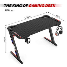 Load image into Gallery viewer, CNASA Gaming Desk,Premium Home Office PC Computer Table for Gamer Pro, Black Gaming Desks Workstation with RGB LED Lights,Cup Holder, Headphone Hook,Storage and 2 Cable Management Holes