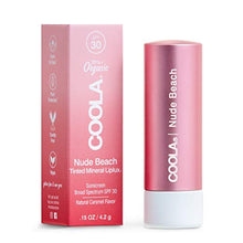 Load image into Gallery viewer, COOLA Organic Mineral Sunscreen Tinted Lip Balm, Lip Care for Daily Protection, Broad Spectrum SPF 30, Nude Beach, 0.15 Oz
