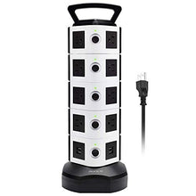 Load image into Gallery viewer, Power Strip Tower JACKYLED Surge Protector Electric Charging Station 3000W 13A 18 AC Outlets 4 USB Ports with 16AWG 6.5ft Heavy Duty Extension Cord for Home Office