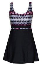 Load image into Gallery viewer, DANIFY Women's Plus Size Swimsuits Slimming Tummy Control Swimdress Retro Skirt Swimming Suit Modest Swim Dress Black