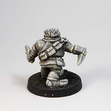 Load image into Gallery viewer, Stonehaven Miniatures Male Dwarven Rogue Miniature Figure, 100% Pewter Metal - 32mm Tall - (for 28mm Scale Table Top War Games) - Made in USA