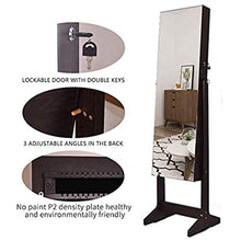Load image into Gallery viewer, ORAF Jewelry Organizer, Jewelry Armoire Cabinet Standing Jewelry box with Full body Mirror and Large Storage Lockable Wooden Cabinet (Regular, Brown)