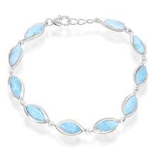 Load image into Gallery viewer, Sterling Silver 7.5" Marquise Natural Larimar Link Bracelet