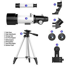 Load image into Gallery viewer, Telescope, 70mm Aperture 400mm AZ Mount, Fully Multi-Coated Optics, Telescopes for Adults, Telescope for Kids Beginners Astronomy Refractor Telescope Travel Scope with Tripod, Phone Adapter, Backpack