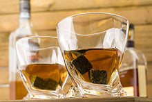 Load image into Gallery viewer, Cool Stones Whiskey Stones Gift Set | 2 Twist Tumbler Glasses | 8 Granite Scotch Rocks with Tongs | Bourbon Glasses with Wooden Gift Box