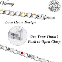 Load image into Gallery viewer, Vicmag Magnetic Bracelet for Women Arthritis Joint Titanium Steel Magnet Therapy Brasalete Pain Relief 3500 Gauss Magnets, Health Healing Jewelry Gift with Adjustment Tool (Silver & Gold & 4 Elements)