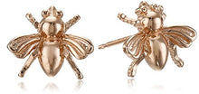 Load image into Gallery viewer, 14k Rose Gold Plated Sterling Silver Bumblebee Stud Earrings