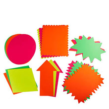 Load image into Gallery viewer, Juvale 18-Count Neon Poster Board Cutout Shapes, 6 Designs, 11 x 14 Inches