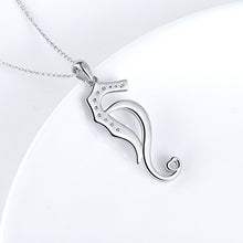 Load image into Gallery viewer, 925 Sterling Silver White Cubic Zirconia Seahorse Charm Pendant Necklace for Women Teen Girls (Pendant Necklace with Gift Box)
