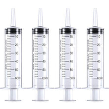 Load image into Gallery viewer, Frienda 4 Pack Large Plastic Syringe for Scientific Labs and Dispensing Multiple Uses Measuring Syringe Tools (60 ml)