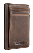Load image into Gallery viewer, Travelambo Front Pocket Minimalist Leather Slim Wallet RFID Blocking Medium Size(02 CH Coffee