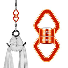 Load image into Gallery viewer, AusKit Swing Swivel, 30 KN Safest Rotational Device Hanging Accessory for Web Tree Swing, Therapy Swing, Aerial Dance, Swing Spinner Hanger, Rock Climbing, Hanging Hammocks (Orange)