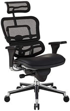 Load image into Gallery viewer, Eurotech Seating Ergohuman High Leather Seat/Mesh Back Swivel Chair, Black