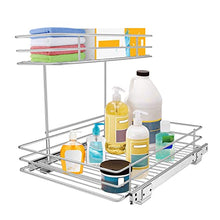 Load image into Gallery viewer, Under Sink Cabinet Organizer, Tksrn Pull Out Organizer Kitchen Under Sink Slide Out Storage Shelf with 2 Tier Sliding Wire Drawer - 12.6W x 16.5D x 13H - Request at Least 13 inch Cabinet Opening