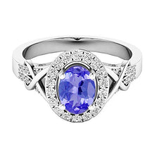 Load image into Gallery viewer, Dazzlingrock Collection 10K Oval Cut Tanzanite & Round Cut Diamond Bridal Halo Engagement Ring, White Gold, Size 8