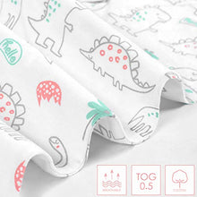 Load image into Gallery viewer, TILLYOU Large L Breathable Cotton Baby Wearable Blanket with 2-Way Zipper, Super Soft Lightweight 2-Pack Sleeveless Sleep Bag Sack Clothes for Boys, Fits Toddlers Age 12-18 Months, Woodland Dinosaurs