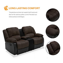 Load image into Gallery viewer, Nathaniel Home PU Leather Loveseat Recliner with Cup Holder Storage Comfortable Sofa Chair for Living Room Bedroom Home, Brown