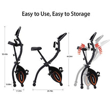 Load image into Gallery viewer, ECHANFIT Indoor Cycling Bike Folding Magnetic Exercise Upright Bike Stationary with 16 Levels Resistance Arm Training Bands and Electronic Display