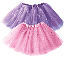 Load image into Gallery viewer, Dress Up Tutu Toddler Girls - Pink Tutu Girl & Purple Polka Dot Tutus Set– Glitter 2 Tulle Skirt – Easter, Birthday Gift, Dressup Trunk, Princess Party, Ballet Dance