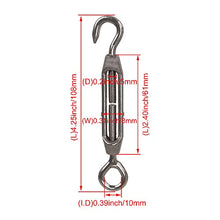 Load image into Gallery viewer, BQLZR M4 Stainless Steel 304 Hook & Eye Turnbuckle Wire Rope Tension Pack of 5